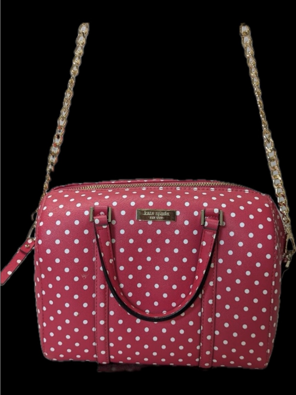 Kate Spade Grant Street Pink Polka Dot Mini Cassie Crossbody Chain Satchel EUC - Picture 3 of 12